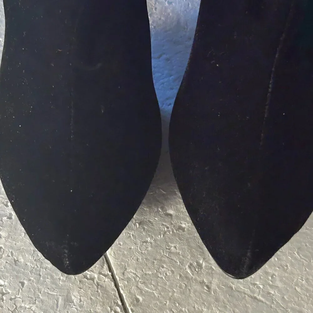 Mia SZ 6.5  Black Vegan Suede Over the knee boots Timeless Staple Sexy Retro